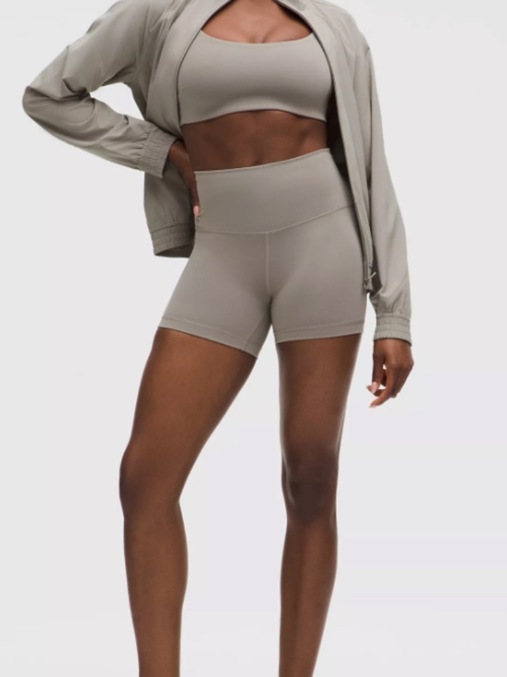 🍋 Lululemon Wunder Train High Rise Short 4" Warm Ash Grey size 10